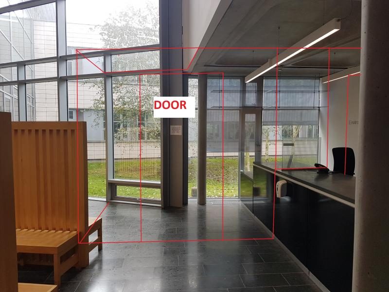 Secure counter outline of booth